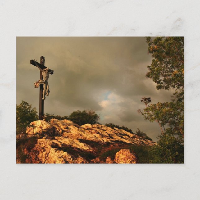 Cartão Postal Jesus Morreu na Cruz (Frente)