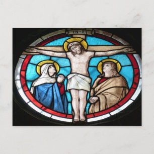 Cartão Postal Jesus, o vidro crucificado manchado