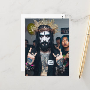 Cartão Postal Jesus Punk Rock Gótico no seu Aniversário