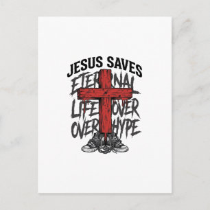 Cartão Postal Jesus Salva Cruz Vintage Roupas Cristãs de Rua Shi