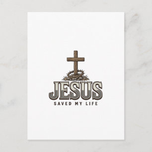 Cartão Postal Jesus Salvou Minha Vida Estampa Vintage Cristã