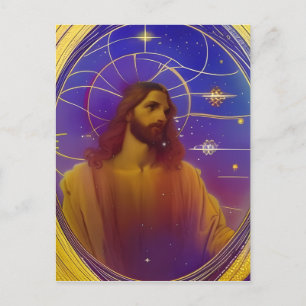 Cartão Postal Jesus StainGlass AI Gerado Arte