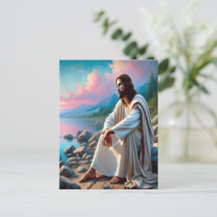 Cartão Postal Jesus Tranquilo Salvador em Reflexão Divina