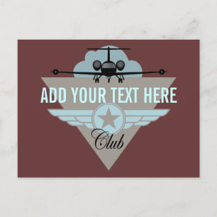 Cartão Postal Jet Airplane Wing Club