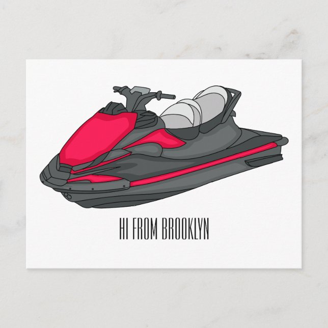 Cartão Postal Jet ski cartoon illustration  (Frente)