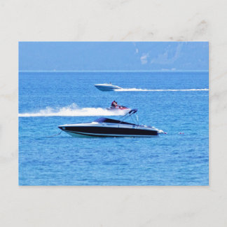 Cartão Postal Jet Ski E Barcos No Oceano