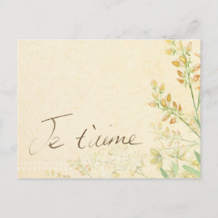 Cartão Postal "Jet'aime" - Francês Vintage Victorian Floral