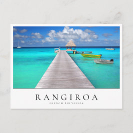 Cartão Postal Jetty com barcos em Rangiroa tropical, Polinésia