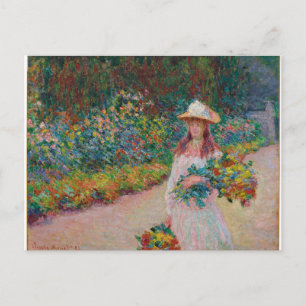Cartão Postal Jeune fille dans le jardin de Giverny, 1888