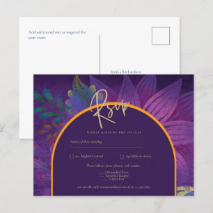 Cartão Postal Jewel Tones Plum Purple Berry Casamento Dourado