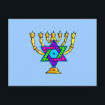 Cartão Postal Jewish Candlesticks<br><div class="desc">Velas judaicas tradicionais simbolizando a estrela judaica hebraica e a luz. Se você está procurando presentes judeus, ideias de presentes para Bas e Bar Mitzvah, casamentos ou feriados judeus como Hanukkah e Passover, visite nossos cartões de saudação, presentes para bebês e presentes de aniversário.</div>