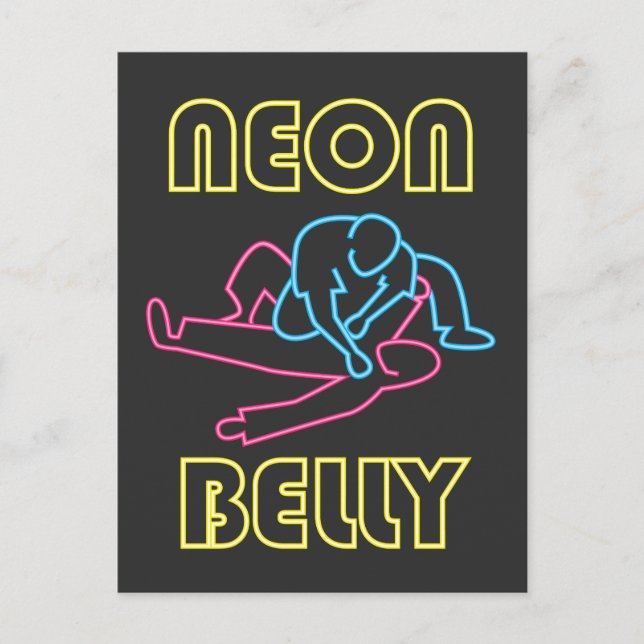 Cartão Postal Jiu Jitsu: BJJ Neon Knee Em Belly (Frente)
