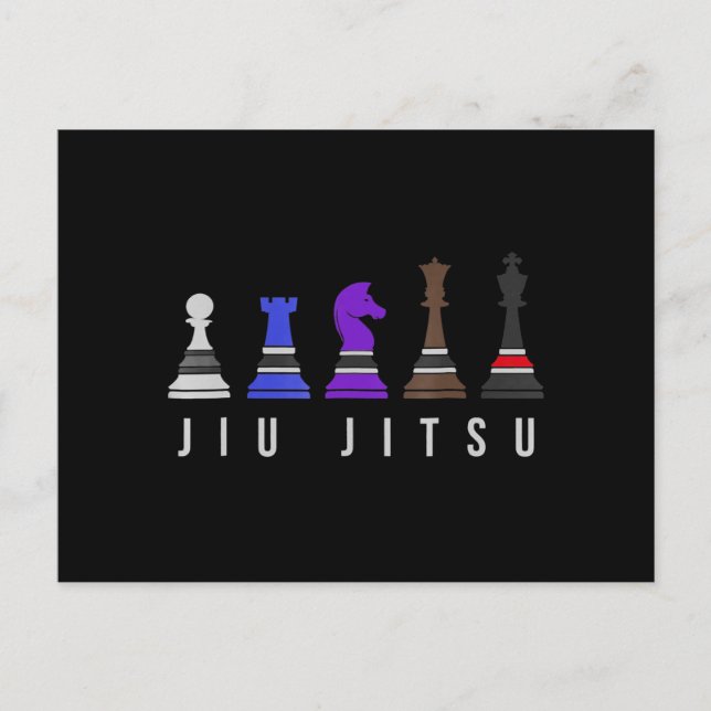 Cartão Postal jiu jitsu treinando xadrez, presente bjj com texto (Frente)