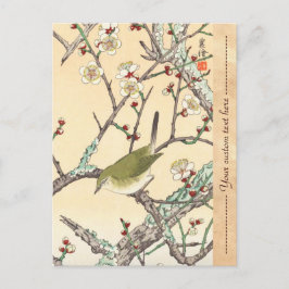 Cartão Postal Jo Bird no Plum Branch Shin hanga arte japonesa