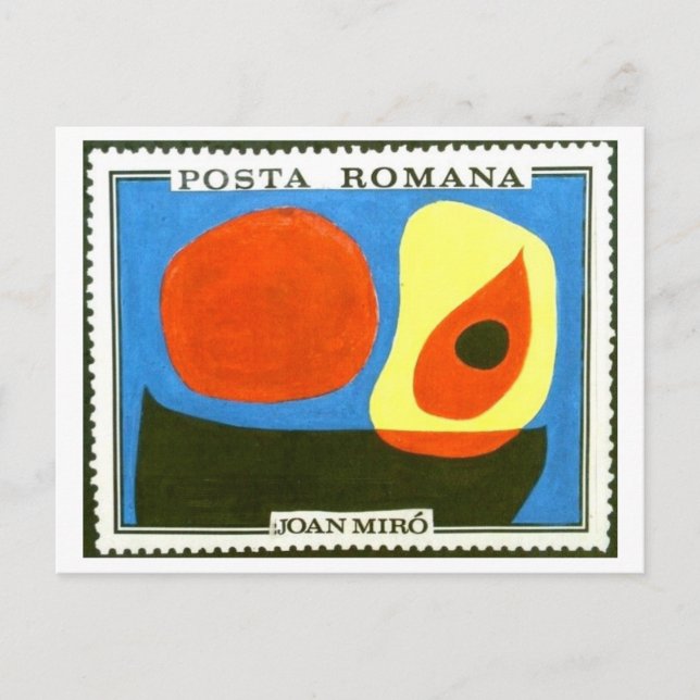 Cartão Postal Joan Miro Vintage Stamp Design (Frente)