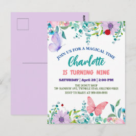 Cartão Postal Joaninha Bonita Bolinhas floral Flor Aniversário n