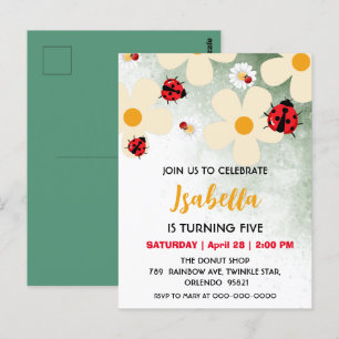 Cartão Postal Joaninha Flor de Margarida de Bolinhas Vermelhas A