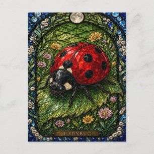 Cartão Postal Joaninha, Vidro Pintado Meadow Bloom