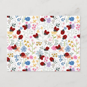 Cartão Postal Joaninhas Florais Silvestres Floral Caprichosa
