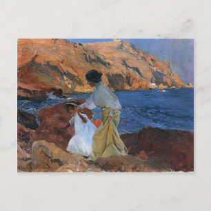 Cartão Postal Joaquín Sorolla- Clotilde e Elena nas Rochas