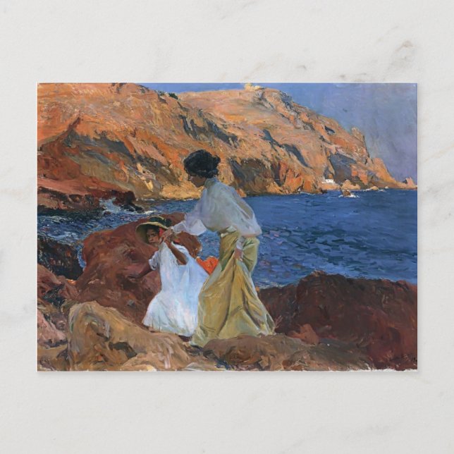 Cartão Postal Joaquín Sorolla- Clotilde e Elena nas Rochas (Frente)