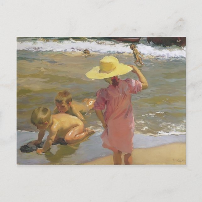 Cartão Postal Joaquín Sorolla- Crianças na costa (Frente)