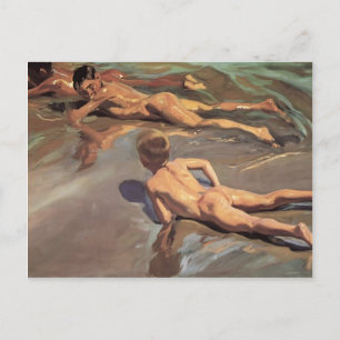 Cartão Postal Joaquín Sorolla- Crianças na Praia