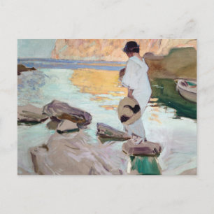 Cartão Postal Joaquin Sorolla - Elena na Cala de San Vicente