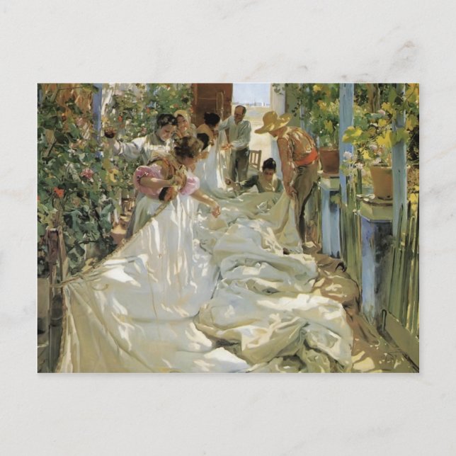 Cartão Postal Joaquín Sorolla - Enviando a vela (Frente)