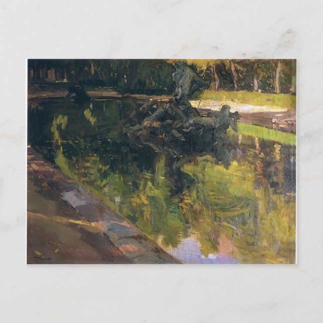 Cartão Postal Joaquín Sorolla - Fonte do Netuno, La Granja (Frente)