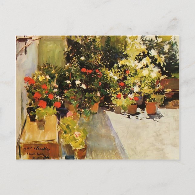 Cartão Postal Joaquín Sorolla - Um Telhado com Flores (Frente)