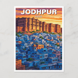 Cartão Postal Jodhpur India Blue houses Sunset