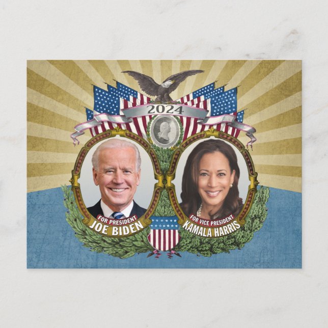Cartão Postal Joe Biden Kamala Harris 2024 - Jugate Photo (Frente)