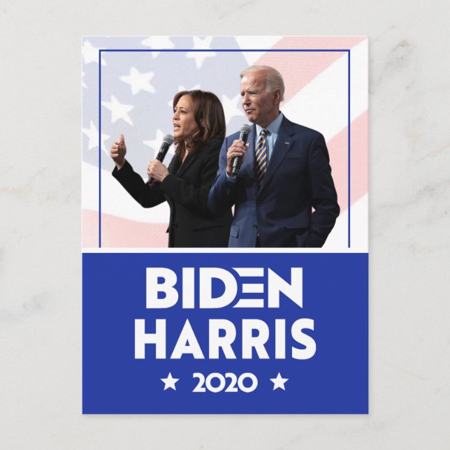 Cartão Postal JOE BIDEN KAMALA HARRIS MICROPHONE Speech 2020 (Frente)