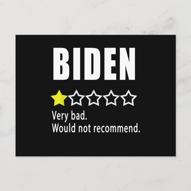 Cartão Postal Joe Biden Muito mal. Não recomendaria (Frente)