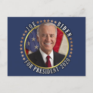 Cartão Postal Joe Biden para Presidente 2020 Foto Democrata