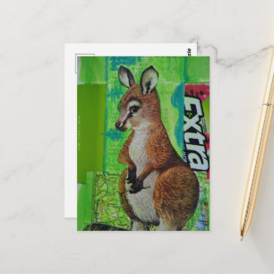 Cartão Postal Joey no Jornal de Lixo Colagem de Mídia Mista