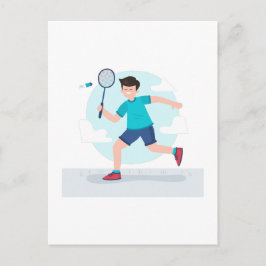 Cartão Postal Jogador de Badminton
