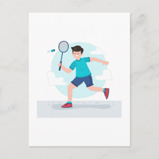 Cartão Postal Jogador de Badminton