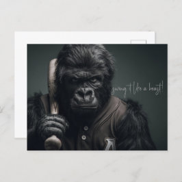 Cartão Postal Jogador de Baseball Gorilla