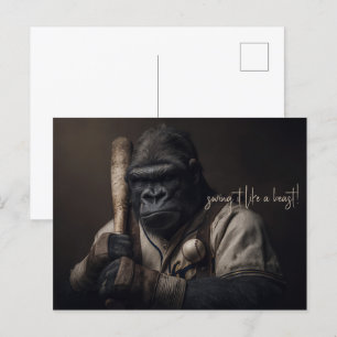 Cartão Postal Jogador de Baseball Gorilla