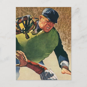 Cartão Postal Jogador de Basebol Esportivo Vintage, Umpire
