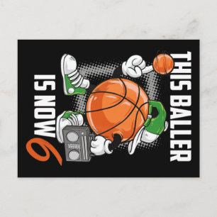 Cartão Postal Jogador de Basquete Aniversário de 6 anos Engraçad