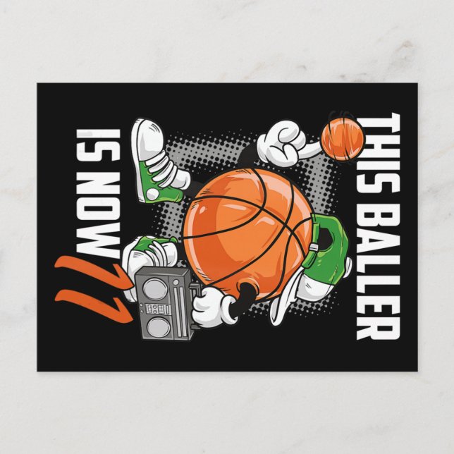 Cartão Postal Jogador de Basquete Engraçado de 11 Anos de Idade  (Frente)