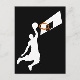 Cartão Postal Jogador de Basquete Slam Dunk - Silhueta Branca