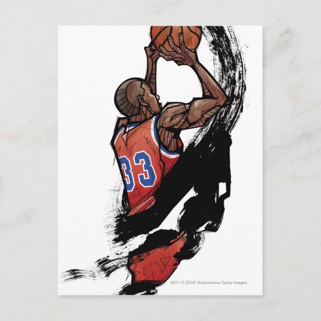 Cartão Postal Jogador de basquetebol que guardara a bola (Frente)