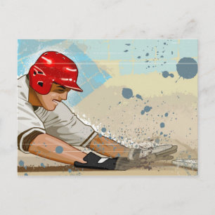 Cartão Postal Jogador de beisebol deslizando para a base