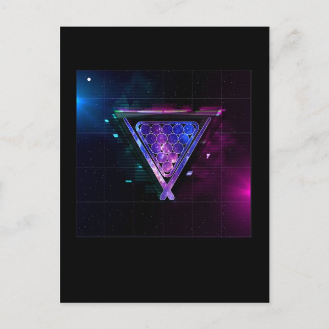 Cartão Postal Jogador de Bilhar Espacial Pool 8 Bolas (Frente)
