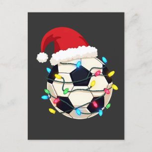Cartão Postal Jogador de futebol molhado em luzes de Natal