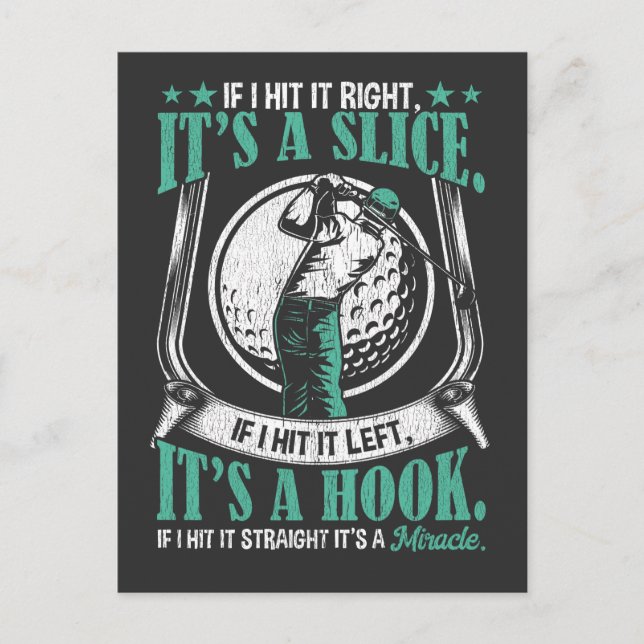Cartão Postal Jogador de Golfe Engraçado Piada de derrapagem de  (Frente)